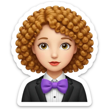 Curly-haired woman wearing bow ties sticker