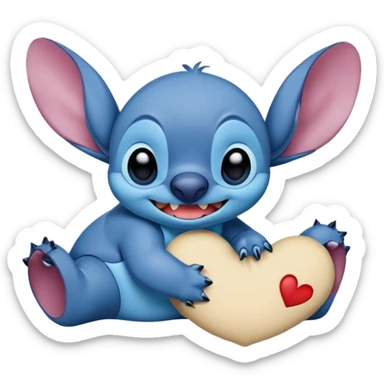 Stitch abrazando cojín que ponga "Carol" sticker