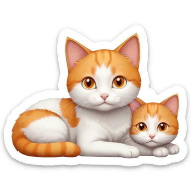 full body tiny short hair ginger and white cat with orange eyes lying down sticker