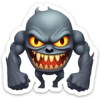 A very scary human Monster with Big muscle arms and flaming eyes  sticker