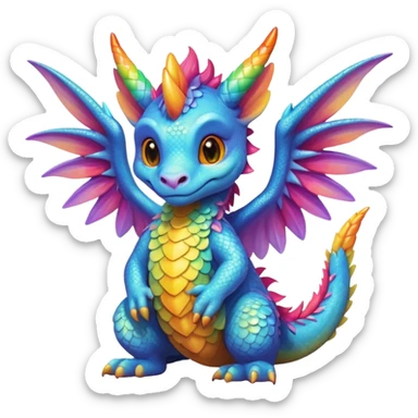 Colorful shiny hyper-realistic cute smooth soft fuzzy "Dutch Angel Dragon" sticker