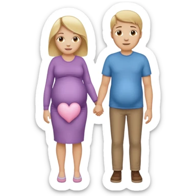 Pregnant blonde with brown haired husband sticker