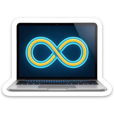 laptop screen showing an infinity symbol sticker