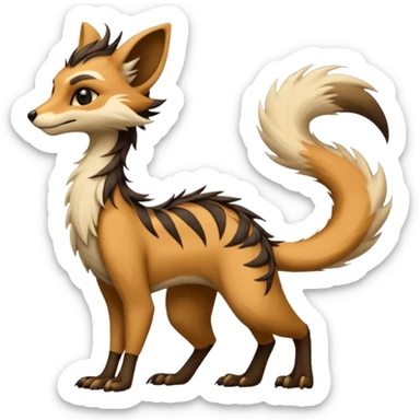 Cool furry anthropomorphic fantasy-Vernid-creature by LiLaiRa with a long tufted tail with edgy markings (full body) sticker
