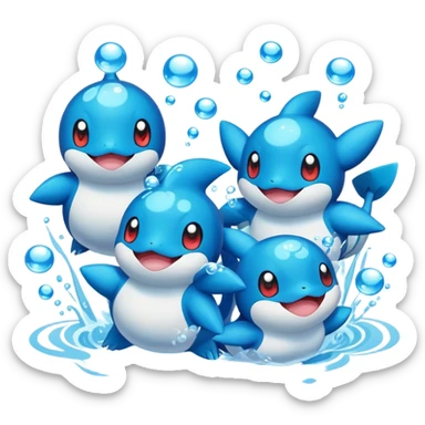 pokémon tipo agua festejando sticker