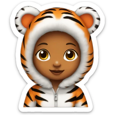 Baby girl in orange tiger suit sticker
