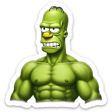 Homer Simpson wearing hulk outfit  sticker