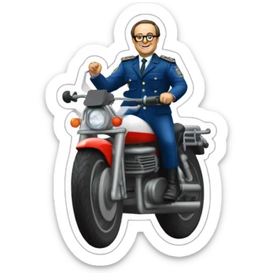 Francois hollande sur une moto gendarmerie sticker