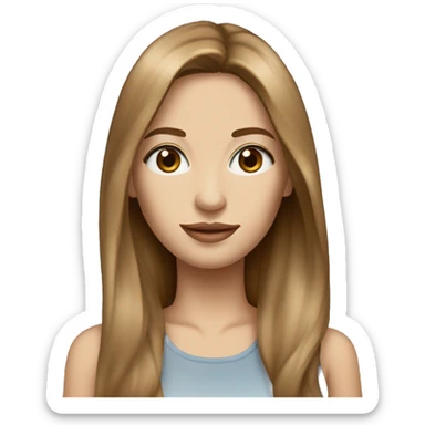 beautiful woman, straight long light brown hair, blue eyes sticker