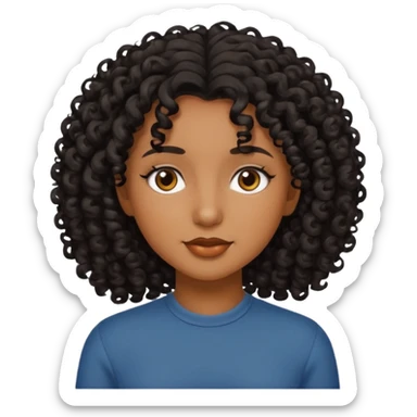 Brown skinned girl with medium length really curly black hair sticker