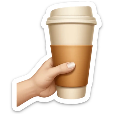 A emoji, ultra-clean and high-resolution, showing a single hand extended forward holding a paper cup, inspired by Michelangelo’s “Creation of Adam”. sticker