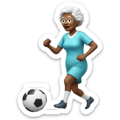 white Granny playing football sticker