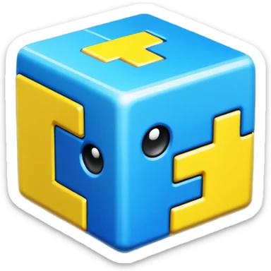 A basic geometry dash cube with default colors with no background sticker
