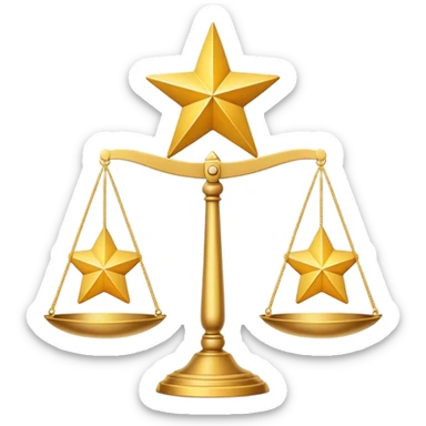 A scale balancing one big star on one side and two smaller stars on the other side sticker