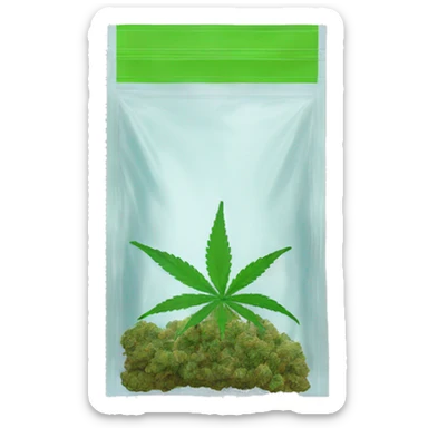 transparent ziplock bag with sativa strain inside sticker