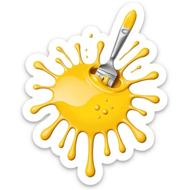 paint splatter, spilled paint, yellow color. sticker