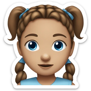 BROWN HAIR BLUE EYE BABY GIRL WITH PONYTAILS sticker