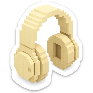 full-size Sony headphones, ivory color, isometric view sticker