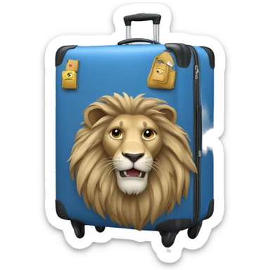 lion head on center of blue Luggage  sticker