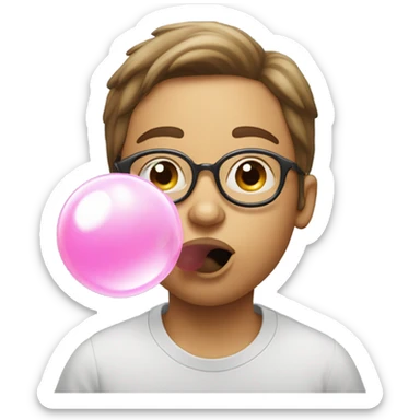 Person blowing bubblegum sticker
