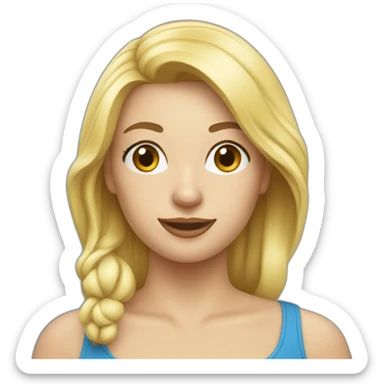 Lächelnde blonde Frau im blauen Badeanzug sticker