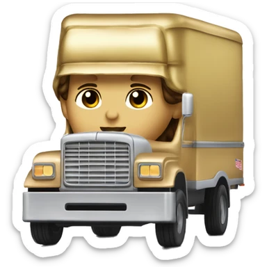 Side view of 1976 very very long 40 foot long mail delivery truck shaped like Princess Leia in gold outfit shaped truck sticker