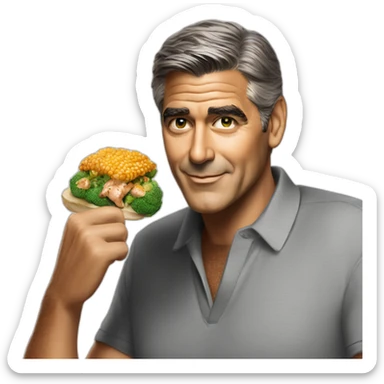 george clooney eating chicken and broccoli sticker