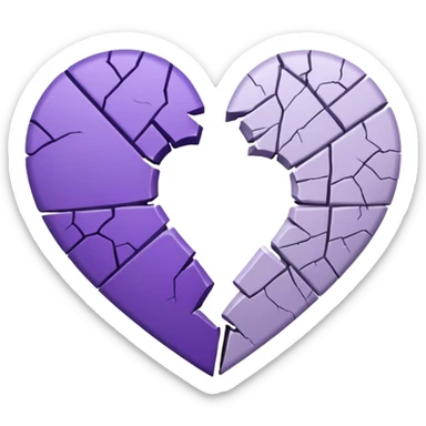 coração quebrado metade branco metade roxo sticker