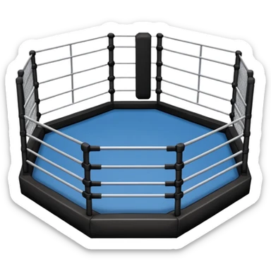 MMA cage arena object icon, octagon fighting cage with metal fence walls, padded corner posts, professional combat arena, 3D cartoon style, mobile game icon style, centered, clean background, no people, no text, no watermark
 sticker