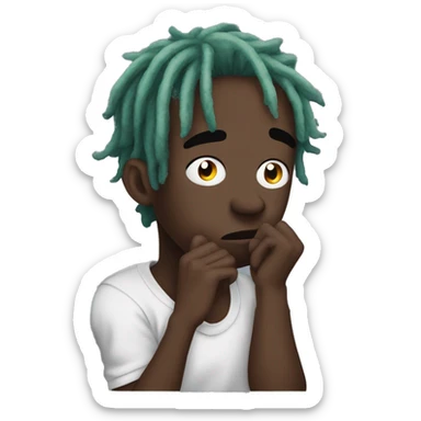 Lil uzi vert thoughtful with his hand on his chin sticker