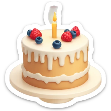 Emoji of a New Year's cake with delicate cream and minimalistic decorations (for example, a few berries or small Christmas tree toys). Warm pastel shades, clean lines sticker