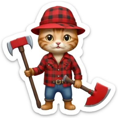Cat lumberjack sticker