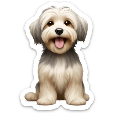 Havanese small dog with ash brown and blonde fur and happy expression sticker