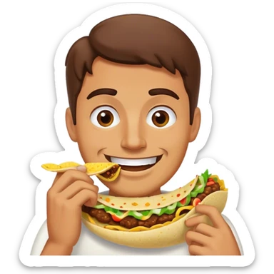 Man eating taco smiling sticker