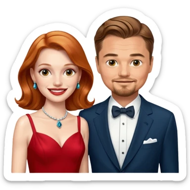 leonardo di caprio and Jessica Chastain in a red dress sticker