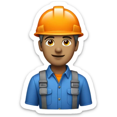 Ingeniero con casco naranja , camisa azul sticker