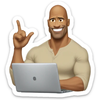 I would like a sticker featuring Dwayne Johnson in a humorous meme style. sticker