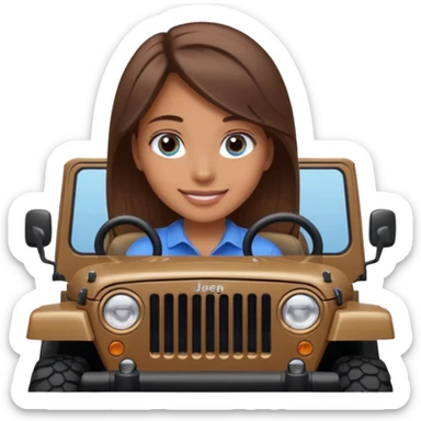 girl in a jeep, blue eyes and brown hair sticker