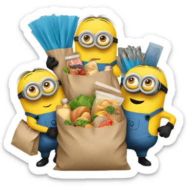 Minions with food in bags sticker