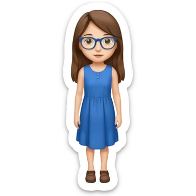 Full body Girl with glasses and long brown hair sticker