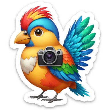 bird with a camera sticker