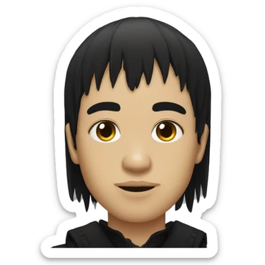 Byzantine Mexican Goth boy with black hair and bangs  sticker
