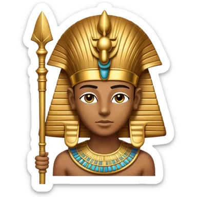 ancient Egyptian pharaoh with golden headdress and ceremonial staff sticker