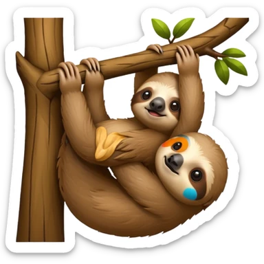 baby sloth on the tree sticker