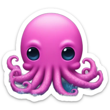 a blue kraken that rocks  to another pink kraken sticker