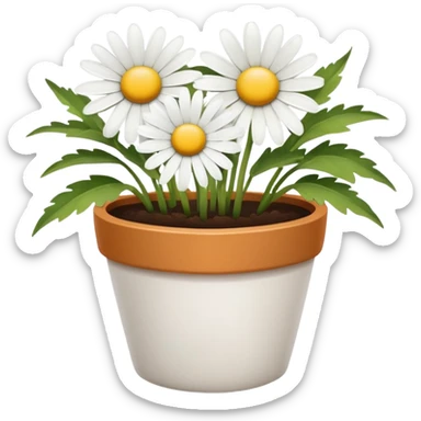 single flower daisy flower pot sticker