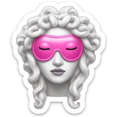 white statue of Medusa Gorgo in pink sleep mask  sticker