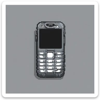 cell phone, Minecraft tool, blocky, simple, black and gray sticker