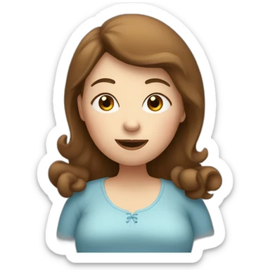 singing fat girl with blue eyes, brown hair sticker