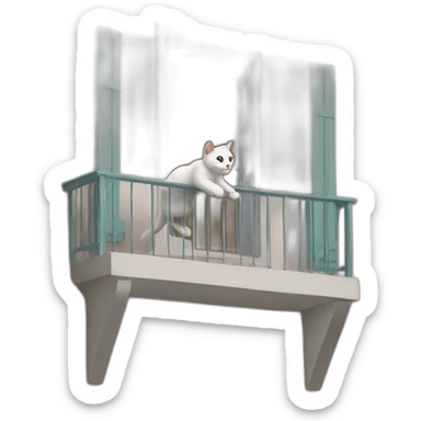 Cat jumping off balcony sticker